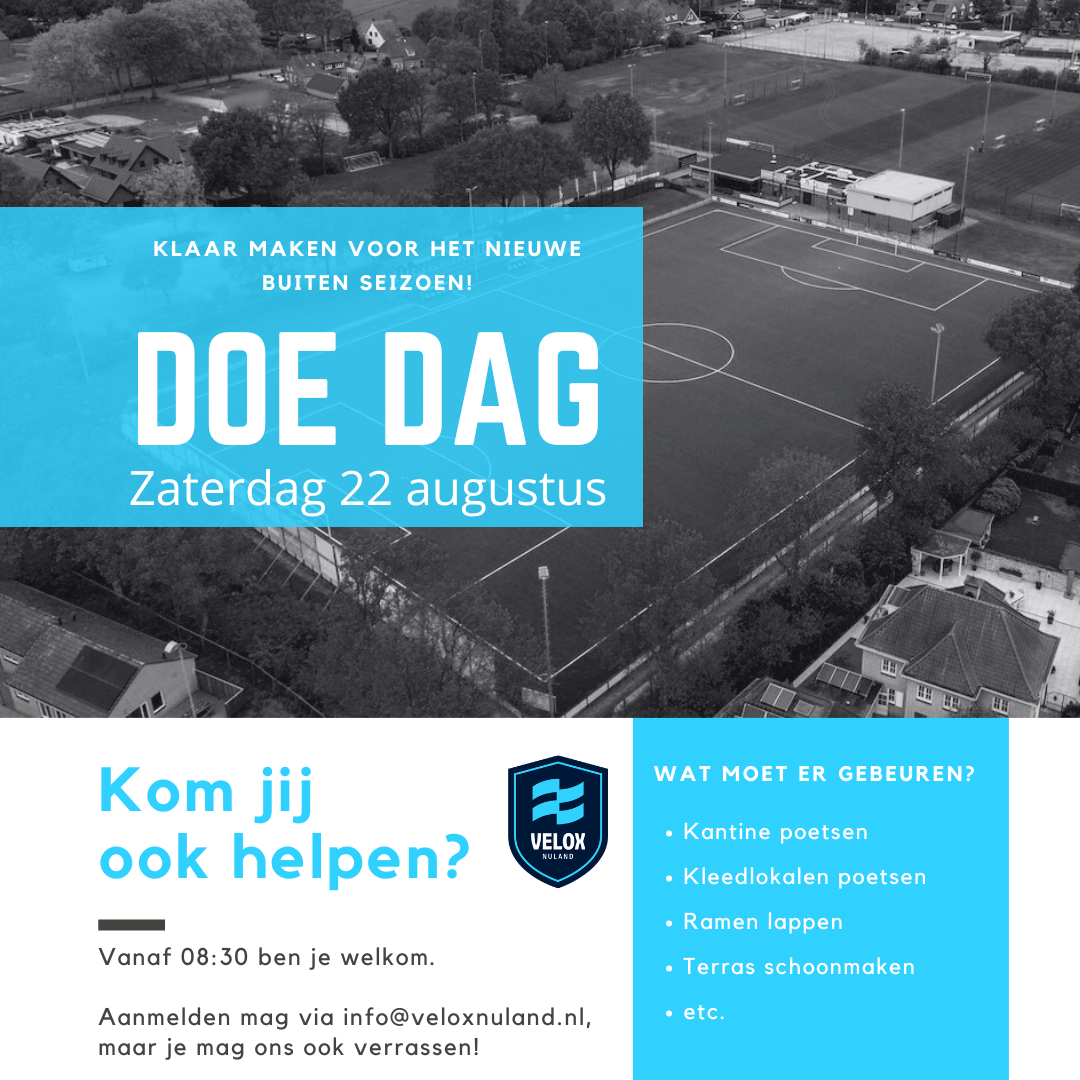 Velox Nuland Doe Dag: Zaterdag 22 augustus